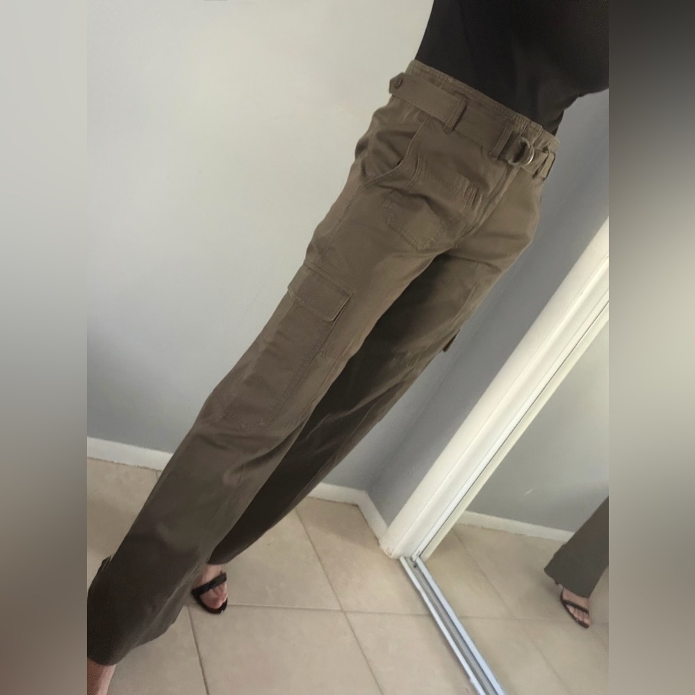 Helmut Lang Olive Green Straight-Leg Cargo Pants